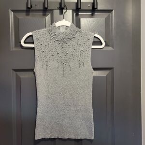 Lauren Michelle Fitted Gray Ribbed Tank Top